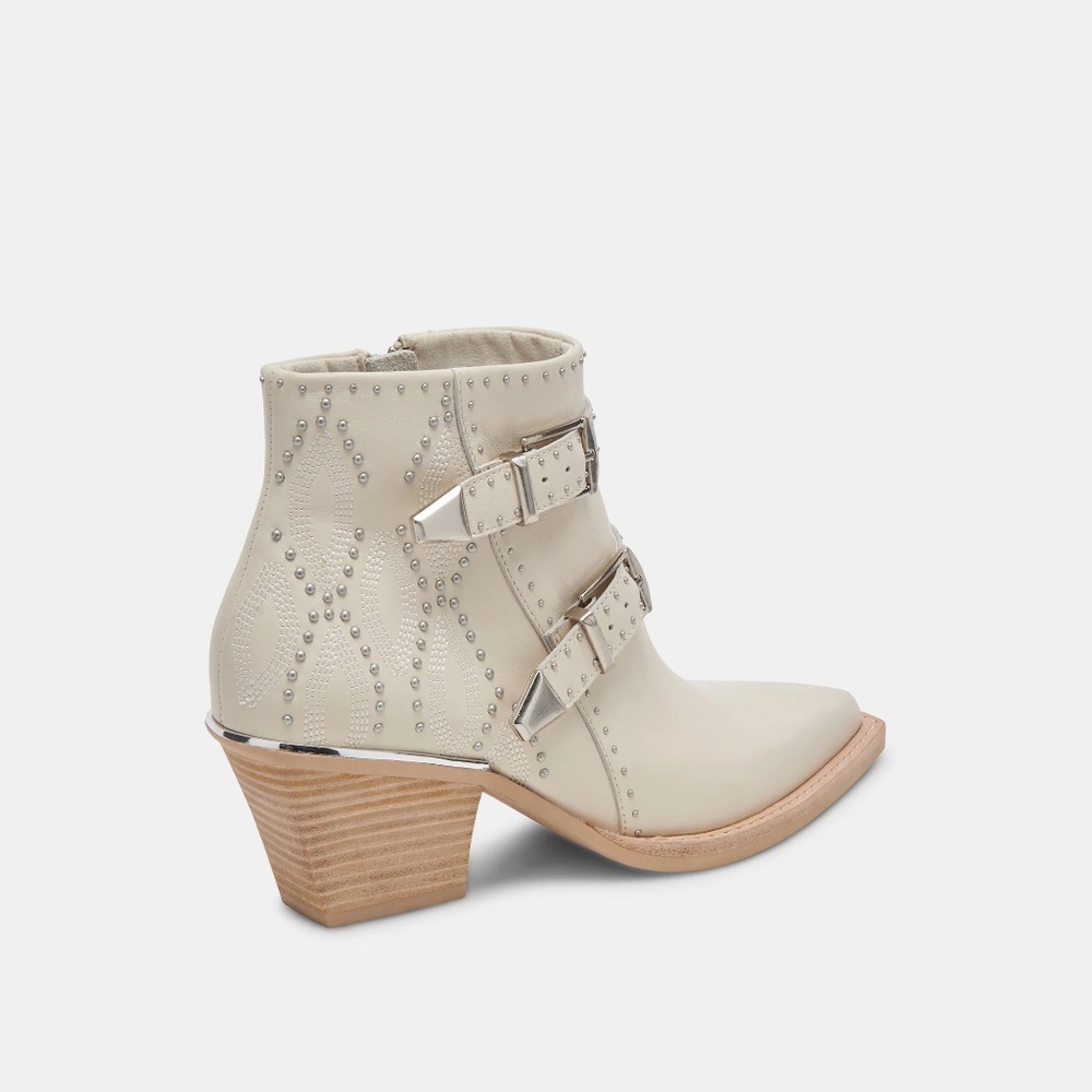 NEW Dolce Vita Ronnie Women's Western Boots Booties Ivory Cream Leather 8.5 M
